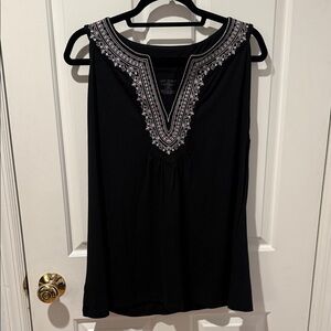 Lane Bryant Black and White Embroidered Tank 18/20